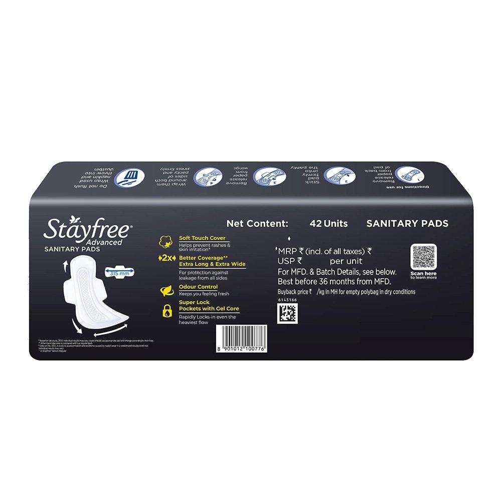 Stayfree Secure Night Cottony Soft Sanitary Pads 40 Napkins;